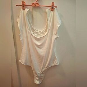 White Square Neck Bodysuit